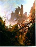 Caspar David Friedrich Felsenlandschaft im de:Elbsandsteingebirge oil painting on canvas